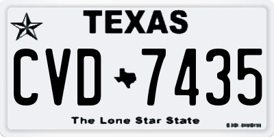 TX license plate CVD7435