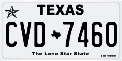 TX license plate CVD7460