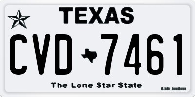 TX license plate CVD7461