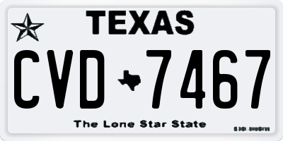 TX license plate CVD7467
