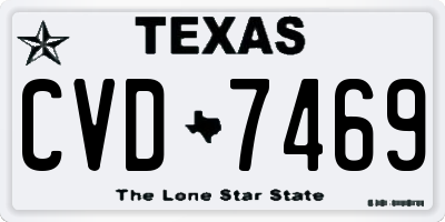 TX license plate CVD7469