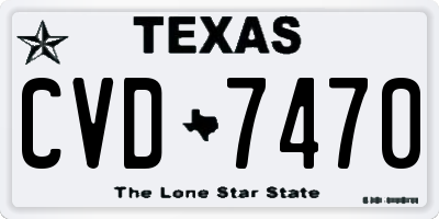 TX license plate CVD7470