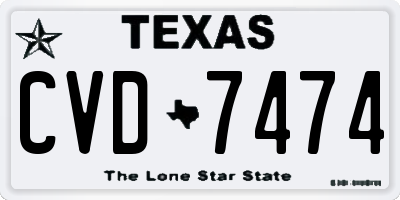 TX license plate CVD7474