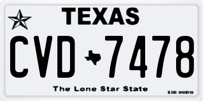 TX license plate CVD7478