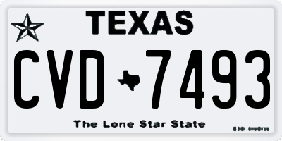 TX license plate CVD7493