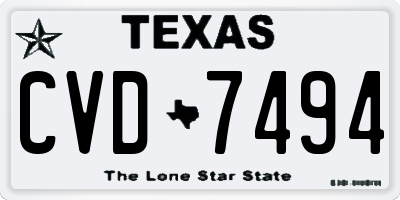 TX license plate CVD7494