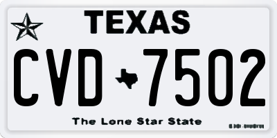 TX license plate CVD7502