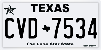 TX license plate CVD7534