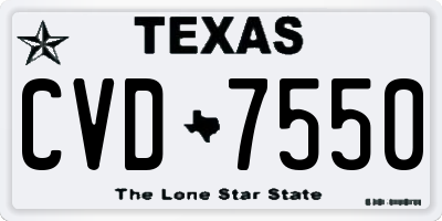 TX license plate CVD7550