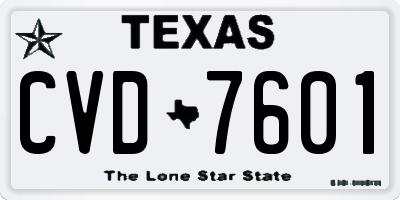 TX license plate CVD7601