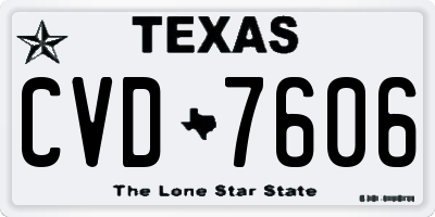 TX license plate CVD7606