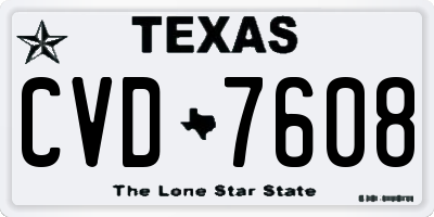TX license plate CVD7608