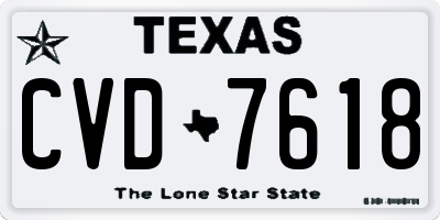 TX license plate CVD7618