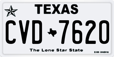 TX license plate CVD7620