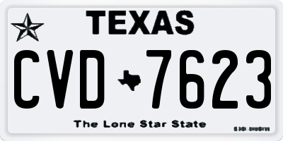 TX license plate CVD7623