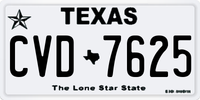 TX license plate CVD7625