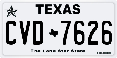 TX license plate CVD7626