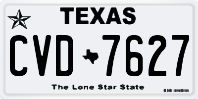 TX license plate CVD7627