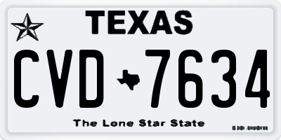 TX license plate CVD7634