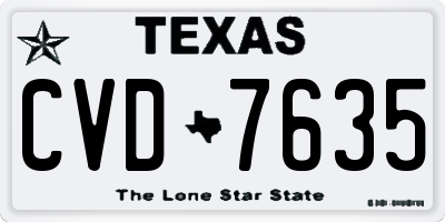 TX license plate CVD7635