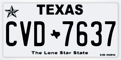 TX license plate CVD7637
