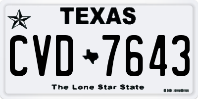 TX license plate CVD7643