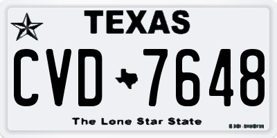 TX license plate CVD7648