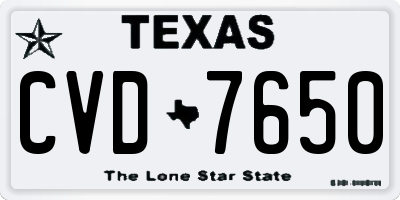 TX license plate CVD7650