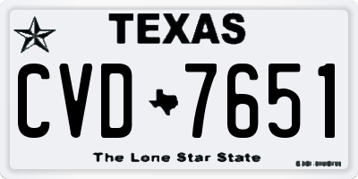 TX license plate CVD7651