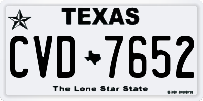 TX license plate CVD7652