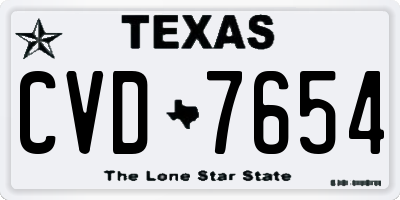TX license plate CVD7654
