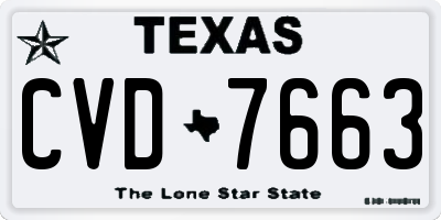 TX license plate CVD7663