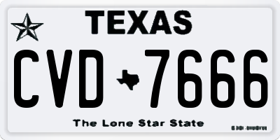 TX license plate CVD7666