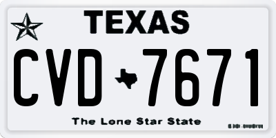 TX license plate CVD7671