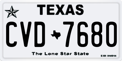 TX license plate CVD7680