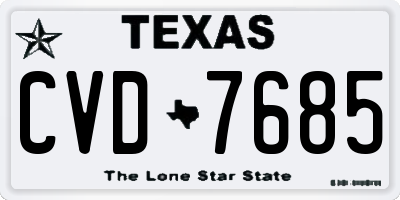 TX license plate CVD7685
