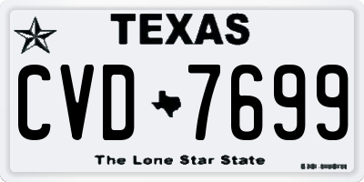 TX license plate CVD7699