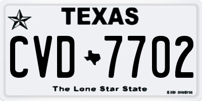 TX license plate CVD7702