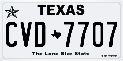 TX license plate CVD7707