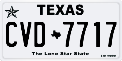 TX license plate CVD7717