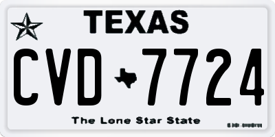 TX license plate CVD7724