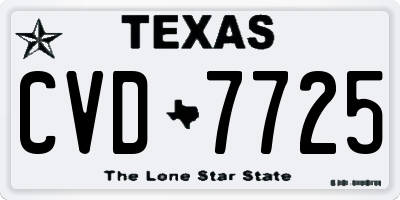 TX license plate CVD7725