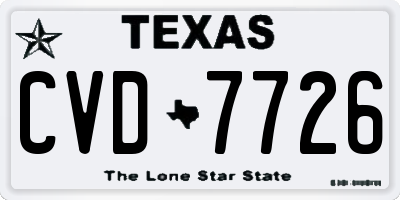 TX license plate CVD7726