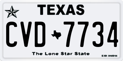TX license plate CVD7734