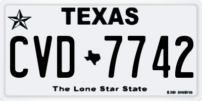 TX license plate CVD7742