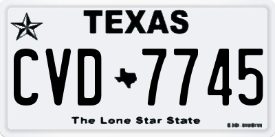 TX license plate CVD7745
