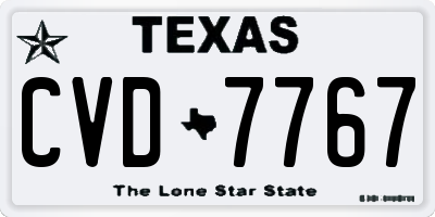 TX license plate CVD7767