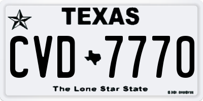 TX license plate CVD7770