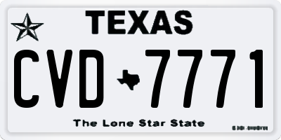 TX license plate CVD7771
