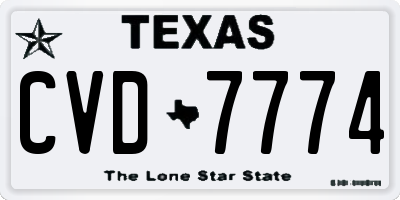 TX license plate CVD7774